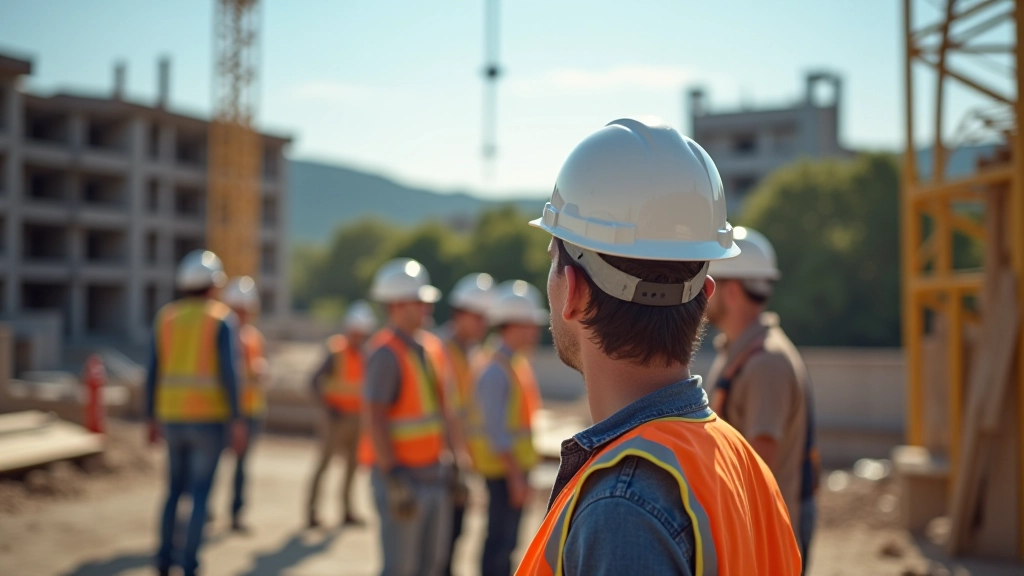Pracovníci na stavbě během letní sezóny s plným nasazením