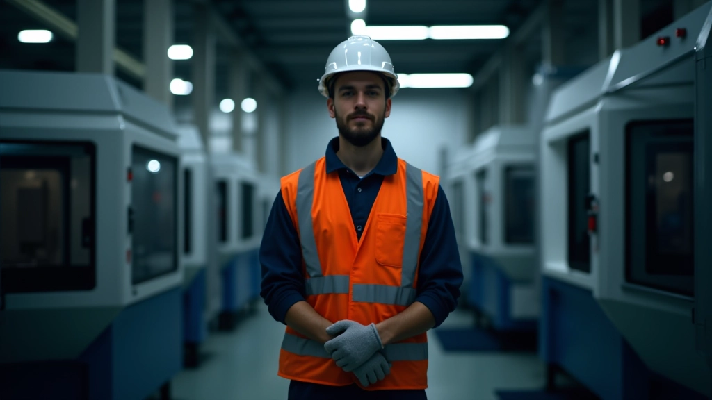 Pracovníci v moderní továrně s technologickou výrobou a kontrolou kvality