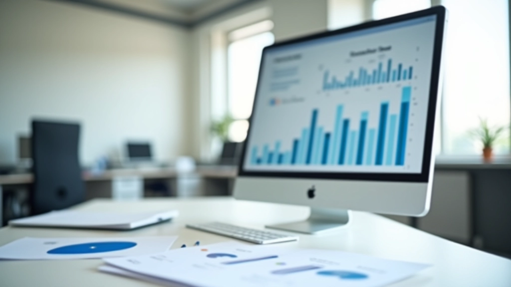 Moderní kancelářský prostor se statistikami zaměstnanosti na obrazovce