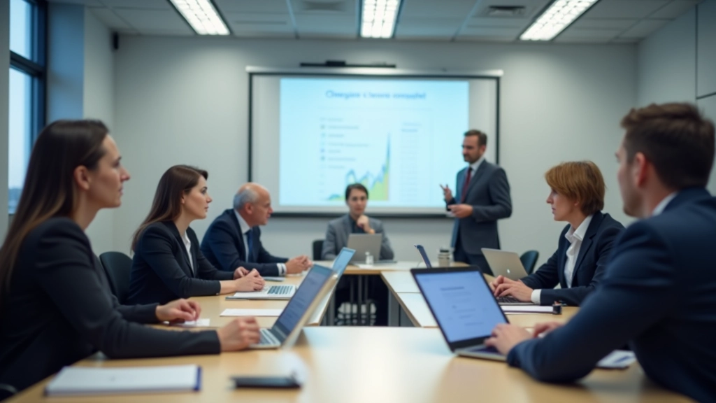 Školící lektoři a účastníci školení v moderní učebně