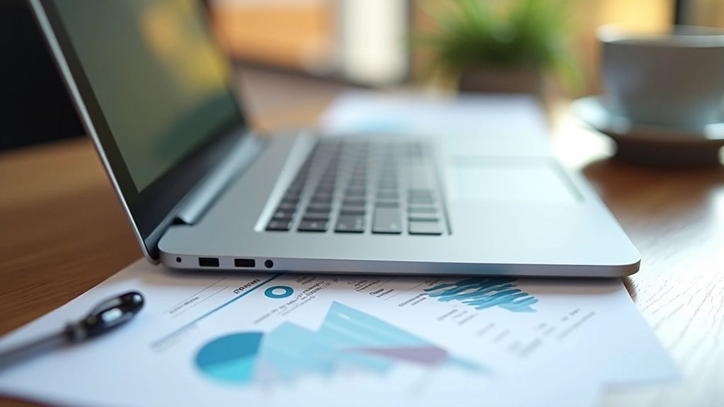 Pracovní stůl s počítačem a statistickými zprávami o zaměstnanosti